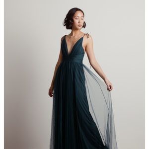 Deep Green Tie-Strap Floor-Length Dress (M)